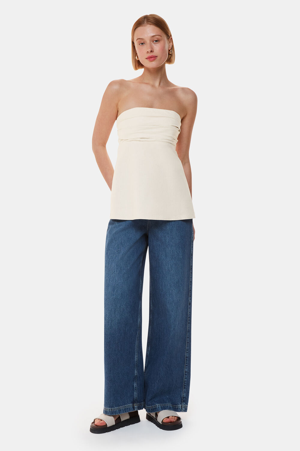 Oatmeal Lula Linen Blend Bandeau Top